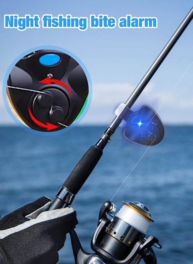 يولو أجهزة إنذار عضة السمك، قطعتان من مؤشرات عضة السمك الإلكترونية، أجراس تنبيه مثبتة على صنارة الصيد مع أضواء للصيد الليلي - Image 3